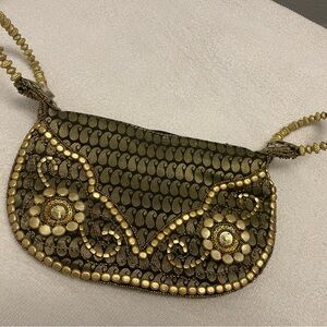 Elegant Gold Beaded Women's Bag
